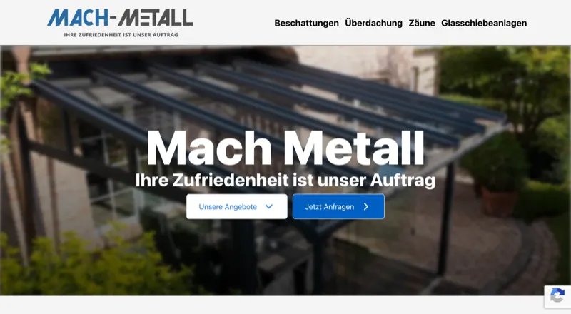 Landing Page der Mach Metall Website