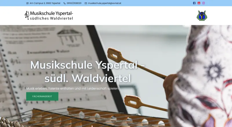 Landing Page der Musikschule Yspertal
